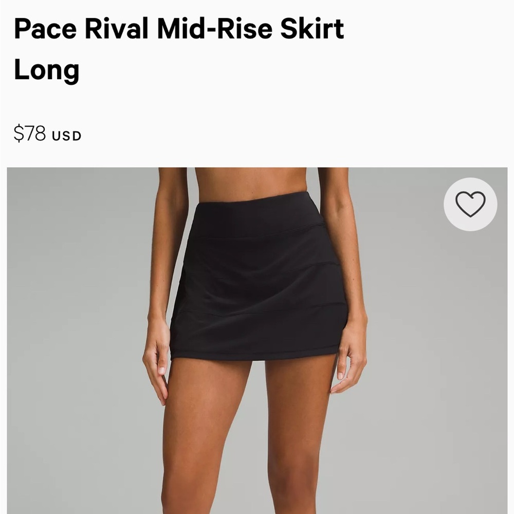 Lululemon Black Pace Rival Skirt NWT size 2